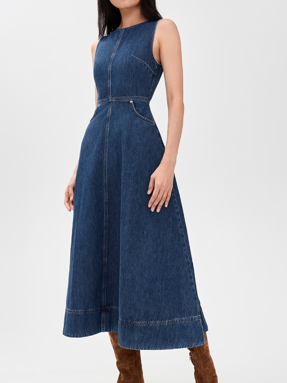 NWOT Women's Aligne Waterlily Dress - Blue Denim Midi Dress